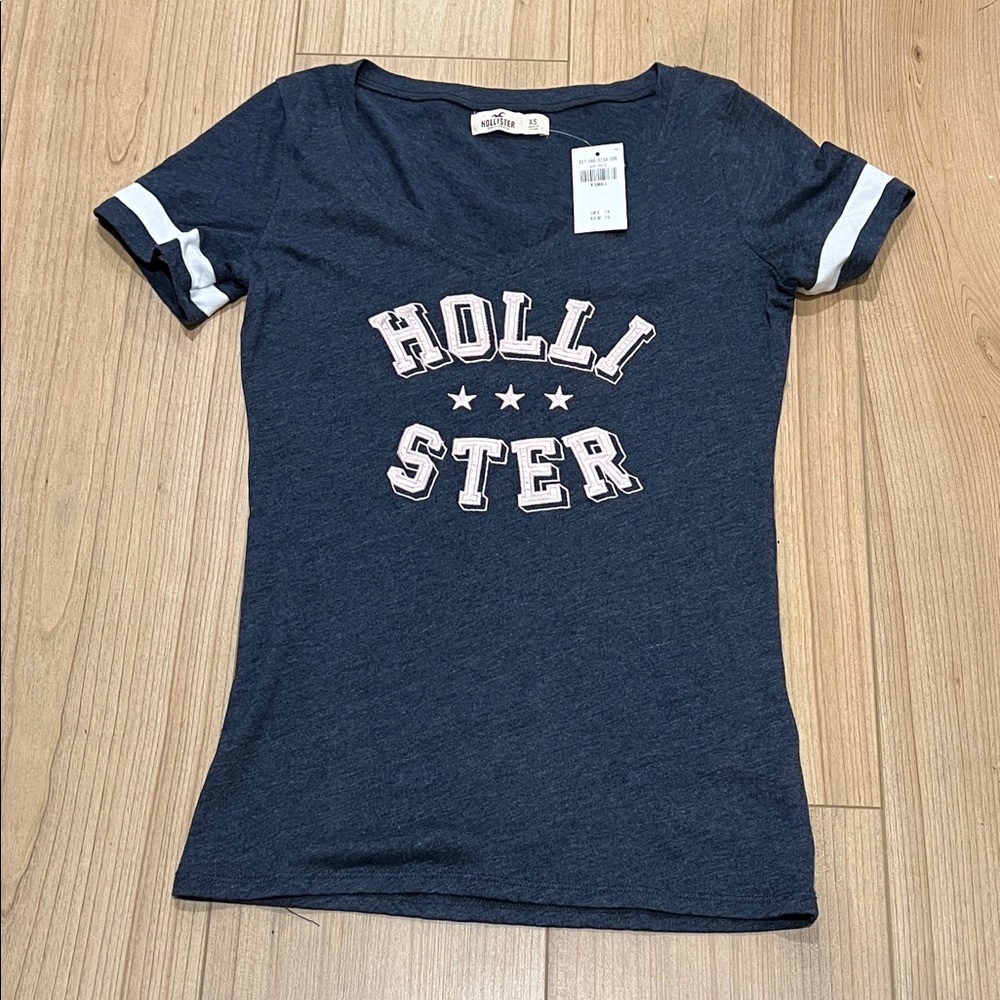 Hollister Dark Blue Tee with White Lettering